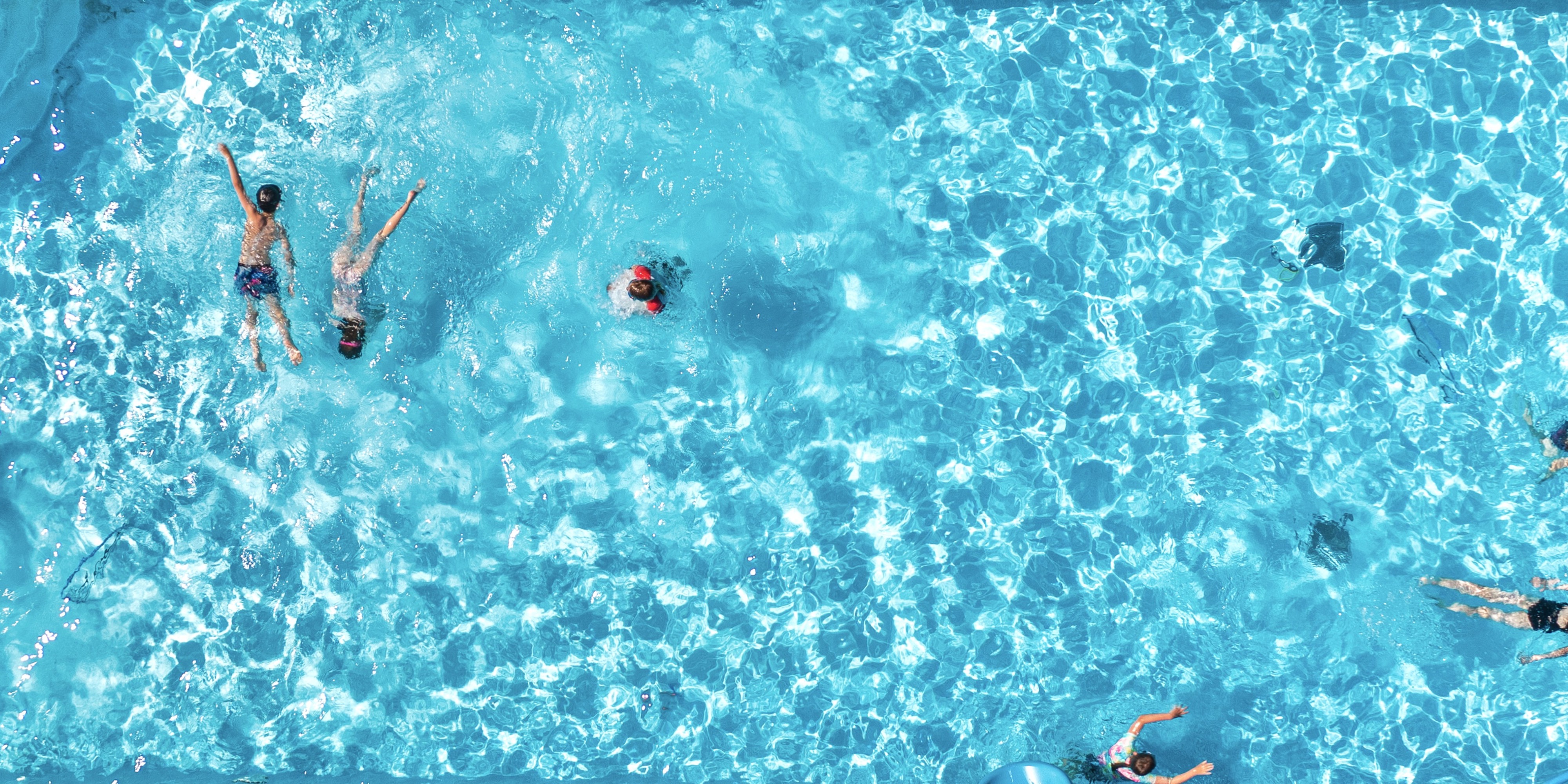 Outdoor pool aerial shot
