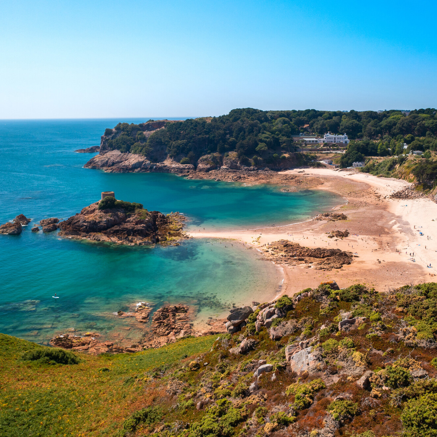 Aerial view of Portelet Bay