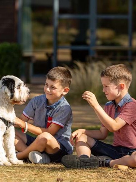 Kids with their dog